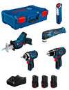 Bosch professional bosch kit 0615990n1d (gsr 12v-15 + gop 12v-28 + gdr 12v-105 + gsa 12v-14 + gli 12v-300 + 3 x 2,0 ah + gal 12v-40 + l-boxx xl) 4059952660431