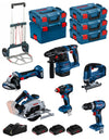 BOSCH Kit BK603 (GSB18V-45 +GDX18V-200 +GKS18V-57-2 +GST18V-125B +GBH18V-22 +GWS18V-7 + 3x4,0Ah PC +GAL18V-40 + 5xL-Boxx +carro)