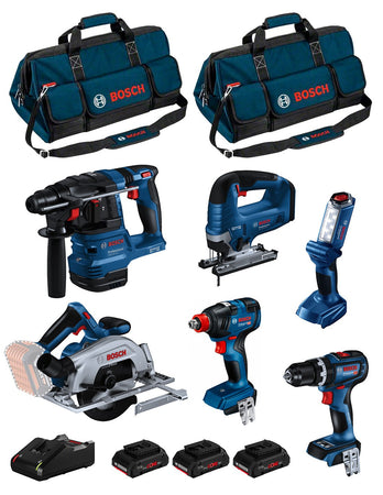 BOSCH Kit BK603BAG (GSB18V-90C +GDX18V-200 +GKS18V-57-2 +GST18V-125B +GBH18V-22 +GLI18V-300 + 3x4,0Ah PC + GAL18V-40 + 2xHDBAG)