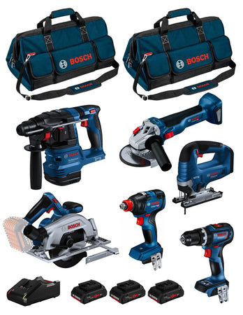 BOSCH Kit BK604BAG (GSB18V-90C +GDX18V-200 +GKS18V-57-2 +GST 18V-125B +GBH18V-22 +GWS18V-10 + 3x4,0Ah PC +GAL18V-40 + 2xHDBAG)