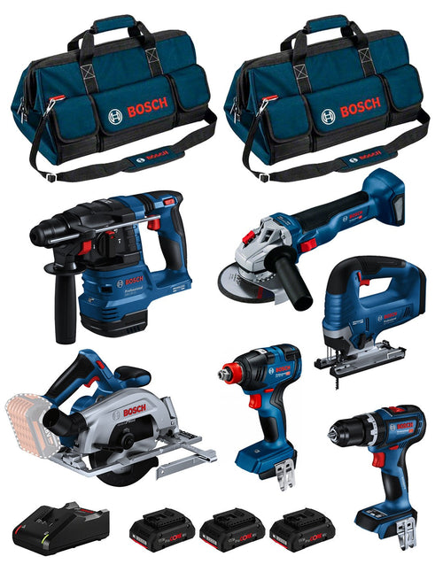 BOSCH Kit BK604BAG (GSB18V-90C +GDX18V-200 +GKS18V-57-2 +GST 18V-125B +GBH18V-22 +GWS18V-10 + 3x4,0Ah PC +GAL18V-40 + 2xHDBAG)