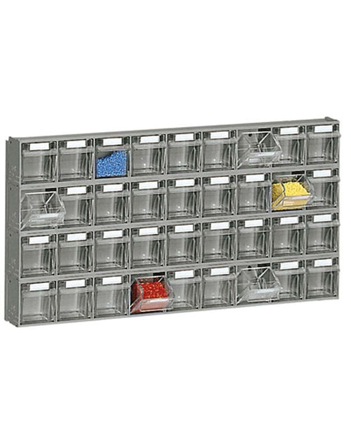 Scaffalatura in plastica a parete con cassetti trasparenti per raccolta accessori ferramenta cm. 60x7,8x30,8h