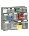 Scaffale a muro con cassetti trasparenti di plastica porta minuterie cm. 60x18,3x50h