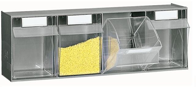 Scaffale a muro con cassetti trasparenti di plastica porta minuterie cm. 60x18,3x50h