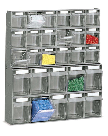 Scaffale a parete con struttura e cassetti in plastica cm. 60x15x66,4h