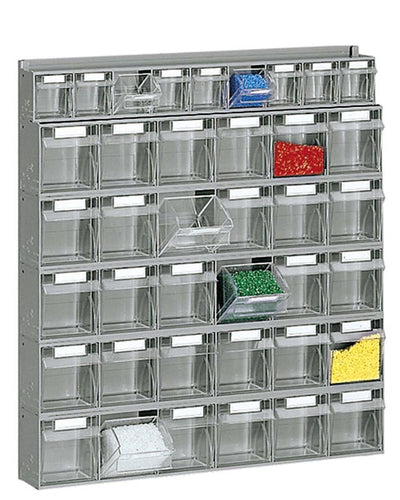 Scaffalatura practibox in plastica con cassetti trasparenti cm. 60x10,7x65h