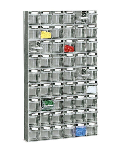 Scaffalatura di plastica practibox con cassetti di varie dimensioni cm. 60x10,7x100,8h