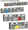 Scaffale a parete in plastica con cassetti portaminuteria cm. 60x22,4x100h
