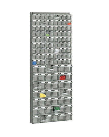 Scaffale a parete practibox composto da cassetti trasparenti cm. 60x11,3x150h