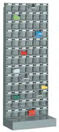 Scaffale in polipropilene con base composta da cassetti trasparenti per minuterie cm. 60x32,5x155,6h