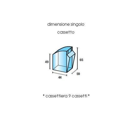 Scaffale in plastica con struttura grigia con cassetti trasparenti cm. 60x32,5x175h