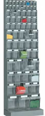 Scaffale con base composto da cassetti trasparenti cm. 60x32,5x195h