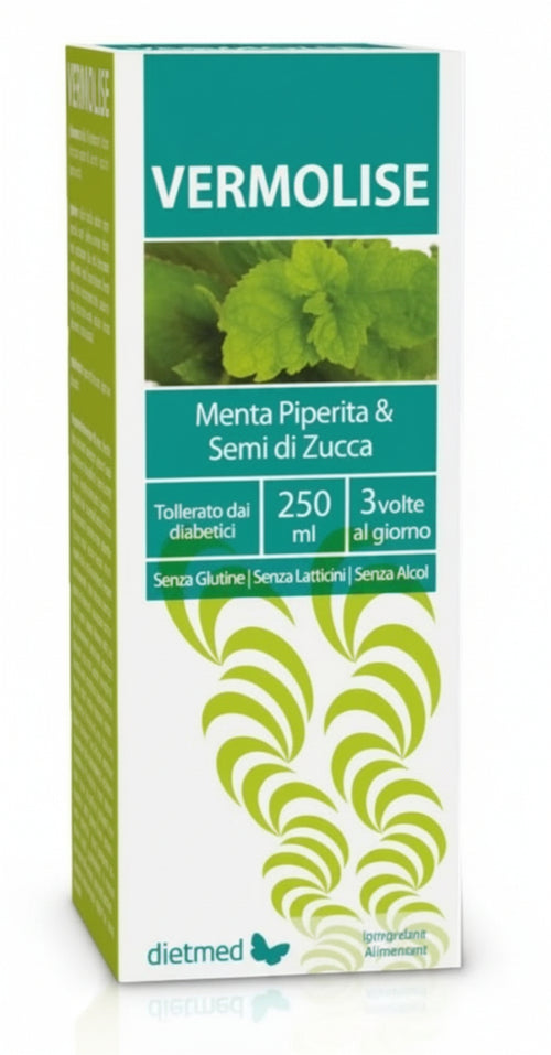 Vermolise 250 ml dietmed. Integratore alimentare utile nei casi di parassitosi intestinale ( es. presenza di ossiuri).