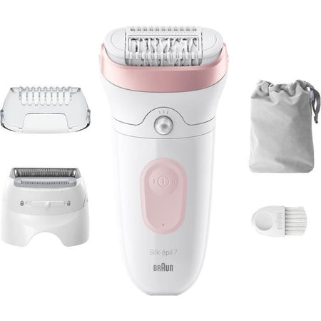 Epilatore elettrico - BRAUN - Silk-épil 7 - Depilazione facile - Pelle morbida a lunga durata - 7-030 - Bianco / Rosa