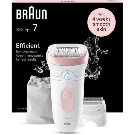 Epilatore elettrico - BRAUN - Silk-épil 7 - Depilazione facile - Pelle morbida a lunga durata - 7-030 - Bianco / Rosa