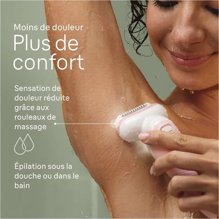 Epilatore elettrico - BRAUN - Silk-épil 9 - Depilazione facile - Pelle morbida a lunga durata - 9-030 - Bianco / Rosa