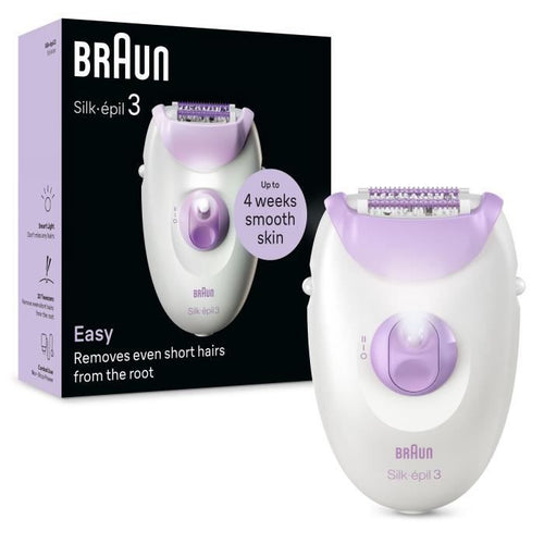 Epilatore elettrico con filo - BRAUN - SILK EPIL 3-000 - 2 velocità - Viola