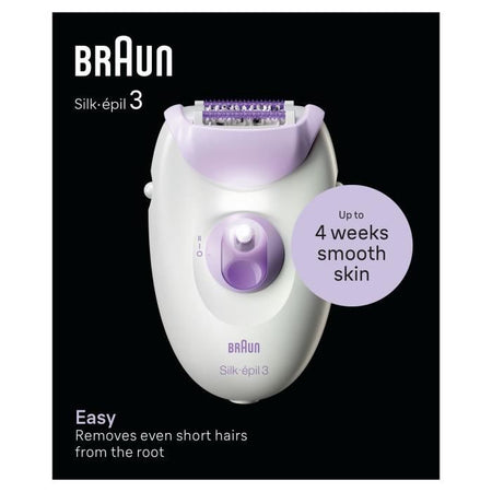 Epilatore elettrico con filo - BRAUN - SILK EPIL 3-000 - 2 velocità - Viola