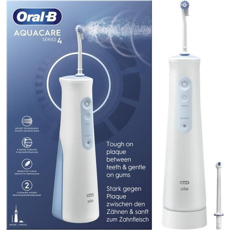 Idropulsore Oral-B - AquaCare 4 - Tecnologia Oxyjet - 2 tipologie di getto - 2 intensità regolabili
