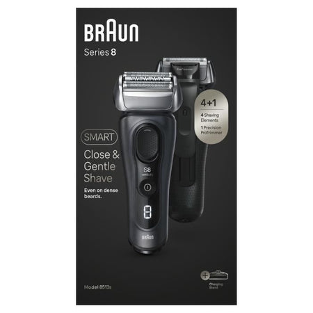 Rasoio - BRAUN - SERIES 8 8513s - 4 elementi di rasatura - Wet&Dry - 60 min - Nero