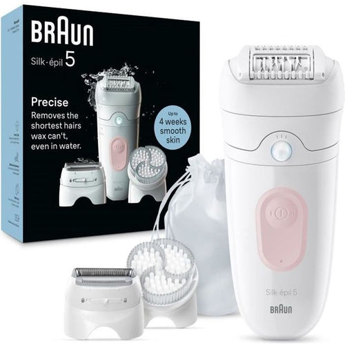 Epilatore elettrico - BRAUN - Silk-épil 5 - Depilazione facile - Pelle morbida a lunga durata - 5-060 - Bianco / Rosa
