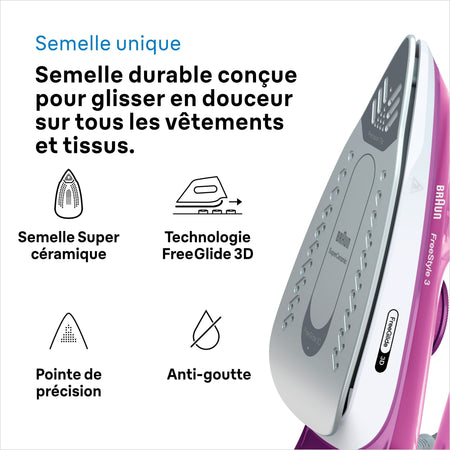 Serro a vapore FI3124 PU - Potenza 2400 W - SOLE SUPERCRAMIC - Serbatoio d'acqua da 270 ml