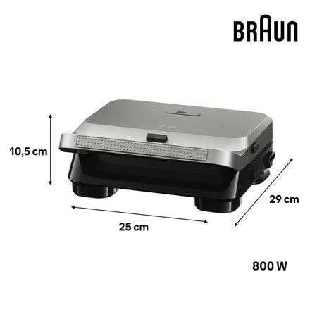 Grill - BRAUN - Sandwich Maker 5 SM5005 - 800 W - Acciaio inossidabile / Nero
