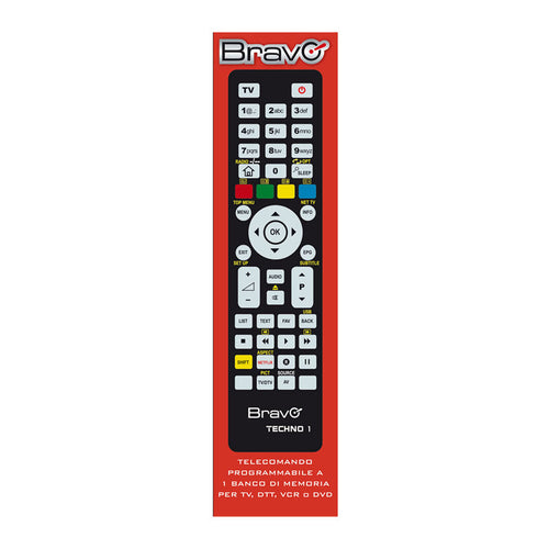 BRAVO TECHNO 1 (92602665) - TELECOMANDO PROGRAMMABILE A 1 BANCO DI MEMORIA PER TV / VCR / DVD PLAYER / DTT