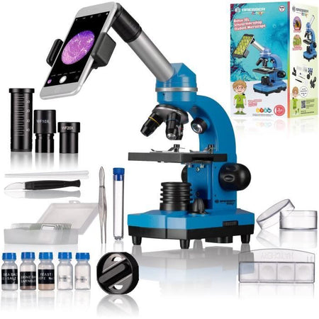 Microscopio per studenti BIOLUX SEL - BRESSER JUNIOR - ingrandimento 40x-1600x - kit di sperimentazione - blu