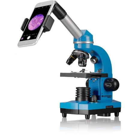 Microscopio per studenti BIOLUX SEL - BRESSER JUNIOR - ingrandimento 40x-1600x - kit di sperimentazione - blu