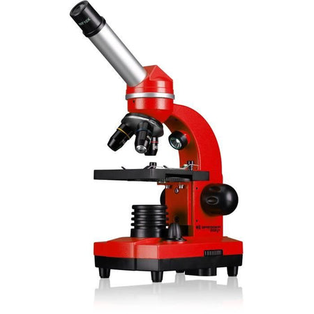 Microscopio per studenti BIOLUX SEL - BRESSER JUNIOR - ingrandimento 40x-1600x - kit di sperimentazione - rosso