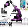 Microscopio per studenti BIOLUX SEL - BRESSER JUNIOR - ingrandimento 40x-1600x - kit per esperimenti - viola
