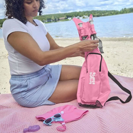 Seggiolino rialzato BRIGHT STARS, verde, pieghevole, portatile, da viaggio, leggero e facile da pulire, borsa per il trasporto inclusa