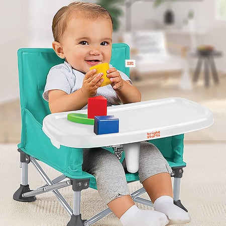Seggiolino rialzato per bambine BRIGHT STARS, rosa, pieghevole, portatile, da viaggio, leggero e facile da pulire, borsa per il trasporto inclusa