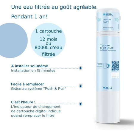 Cartuccia filtrante - BRITA - Mypure SLIM V-MF - 8000 L di acqua filtrata / 12 mesi - 3 livelli di filtrazione