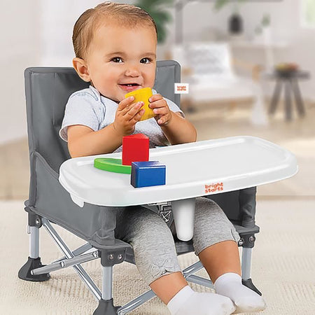 Seggiolino rialzato pieghevole compatto BRIGHT STARTS - Pop 'N Sit, tablet rimovibile, ultra compatto, borsa per il trasporto inclusa