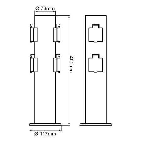 BRILLIANT - DODY Dissuasore con 4 prese colore nero - metallo/plastica E27 LED xW
