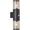 Applique esterno Sergioro 2L con rilevatore, depoli nero, 2x27 20w, lampadina non inclusa