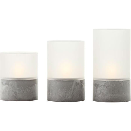Lotto 3 lampade da tavolo a LED BRILLIANT CANDLE - 2500K - Plastica e vetro - Grigio e bianco opaco