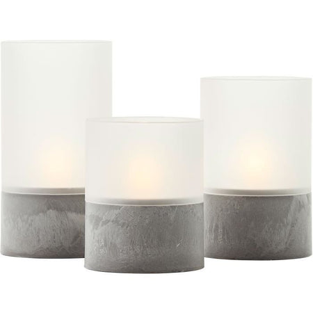 Lotto 3 lampade da tavolo a LED BRILLIANT CANDLE - 2500K - Plastica e vetro - Grigio e bianco opaco