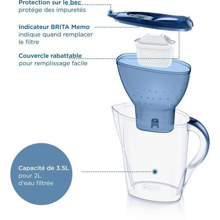Brita Carafe Filter Marella Bleue XL (3.5L) Incluso 1 Cartuccia Maxtra Pro All-1