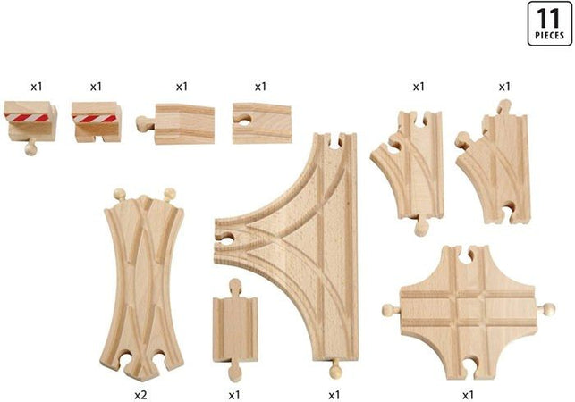 BRIO World - 33307 - Set 11 Binari Evolution Avance - Accessorio per Circuito del Trenino in Legno - Assortimento di Binari - a partire da 3 anni