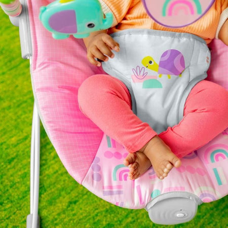 BRIGHT STARTS Sdraietta Pink Paradise, Vibrazioni rilassanti, Giochi interattivi, Dalla nascita