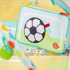 BRIGHT STARTS Tappetino per attività di Calcio, Arco da Gioco con Oball Rimovibili, Musica e Luci, Dimensioni: 47 x 74 x 74 cm