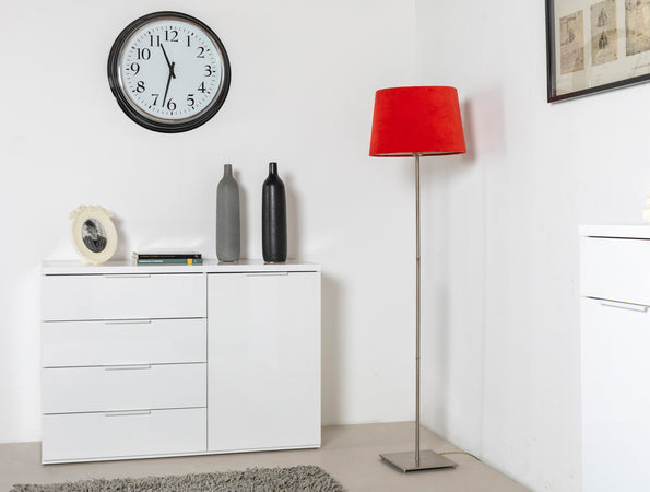 Cassettiera multiuso "Mundi" con 4 cassetti ed 1 anta Bianco Laccato h 82 cm