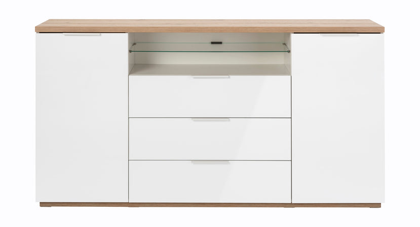 Cassettiera multiuso "Mundi" con 3 cassetti e 2 ante rovere e Bianco h 96 cm
