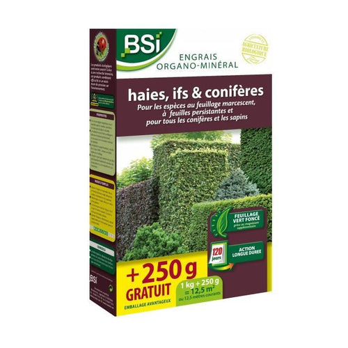 Concime per Siepi/Tasso/Conifere Biologico - BSI - Fogliame Verde scuro - Azione Lunga Durata - 12,5 mq