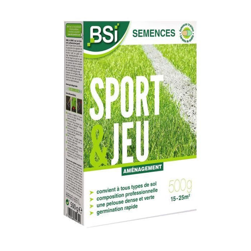 Semi di erba - BSI - Sport e gioco - Con rivestimento protettivo - Alta qualità - fino a 25 m - 500 g