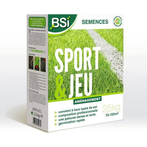 BSI - Sementi per prato - Sport e gioco - Con rivestimento protettivo - Alta qualità - Fino a 125 m - 2,5 kg