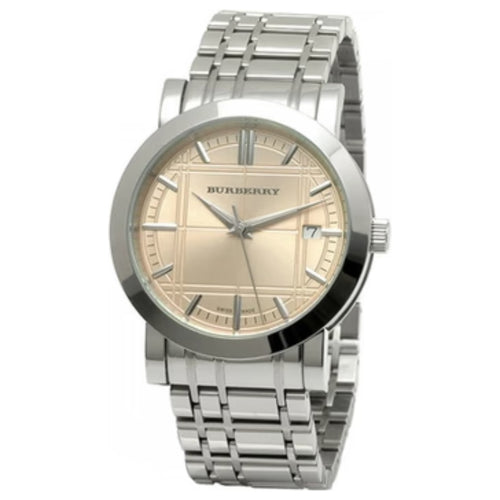 Orologio Burberry Heritage Collection con quadrante in oro rosa e cinturino in acciaio argentato da uomo - BU1352